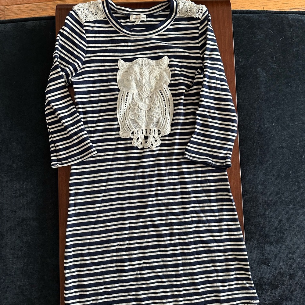 Striped Owl Girls Dress